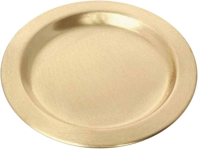 Besuche den NKlaus-Store NKlaus runder Aluminium-Kerzenuntersetzer in Gold, Ø 11cm, gebürstet — Kerzenlicht Abendessen