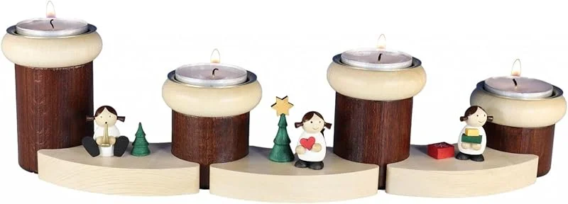 Marke: Kunsthandwerk Ullrich Adventsleuchter Engel 7-TLG mit Teelichter bunt BxH 32x8cm NEU Lichterkranz Leuchter Hängekranz Advent Kerzen Dekoration Seiffen Erzgebirge Holz Weihnachten Cherub Bote Gottes Himmelsbote — Advent und Tisch