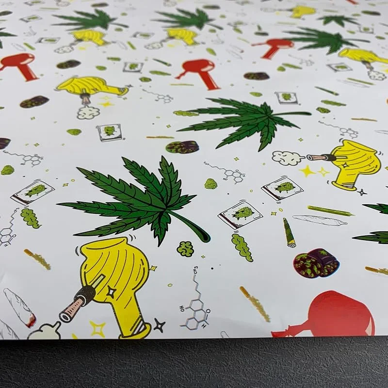 Marke: Generisch 5x Rollen - 420 Geschenkpapier - Cannabis-Blatt, Hanf Style - Weihnachten, Geburtstag, Valentinstag, Ostern — Geschenkverpackung