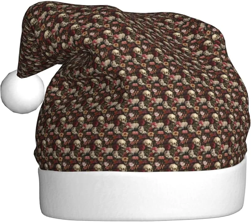 Marke: Tamiger Weihnachtsmütze mit floralem Totenkopf-Aufdruck, saisonal, festlich — Weihnachtsmode