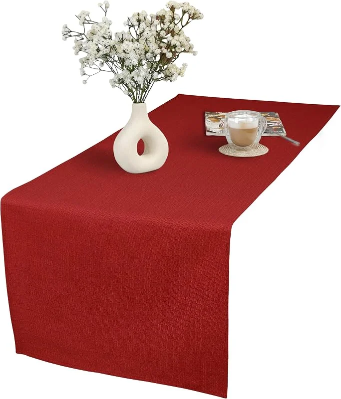 Marke: invitta Tischläufer 40x120 cm Bordeaux Rot Baumwolle Polyester Mischung 230 g, m2 - Hochwertig, Elegante Leinenoptik, Fleckenschutz Cotton Tischtuch mit Lotuseffekt, Pflegeleicht, O1-P130 — Küche & Haushalt