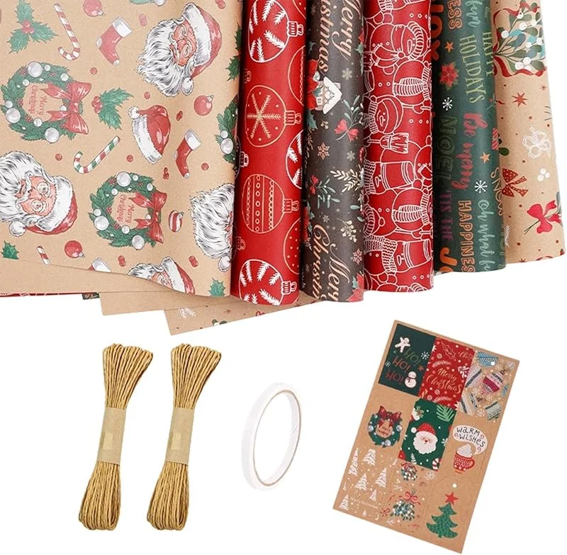 Marke: Generisch Weihnachts-Geschenkpapier – 6 Rollen saisonales Geschenkpapier — Geschenkverpackung