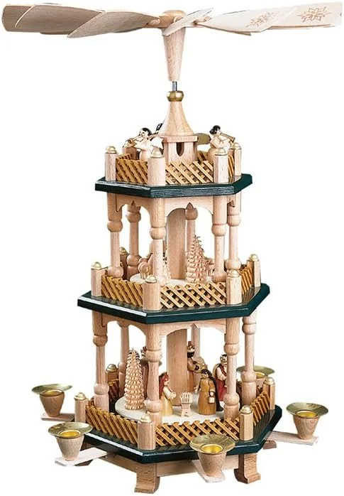 Marke: Richard Glässer Seiffen Richard Glässer Seiffen Weihnachtspyramide Christi Geburt, 2-stöckig, 40 cm hoch, original Erzgebirge, 16732 — Weihnachtsdeko