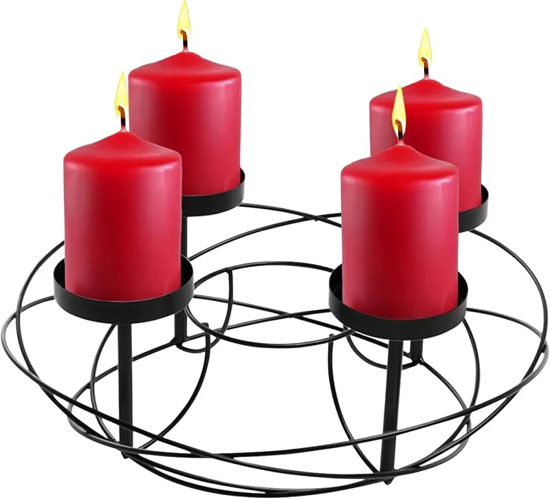 Besuche den Spetebo-Store Adventskranz aus Metall in schwarz - Ø 37 cm - Kerzenhalter mit 4 Kerzentellern - Weihnachtsdeko Kerzenhalter Adventsleuchter Weihnachtskranz zum selbst Dekorieren — Advent und Tisch