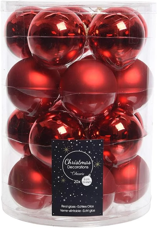 Marke: Christmas Decorations 20 Christbaumkugeln Glas 6cm Rot — Weihnachtsdeko