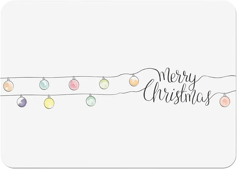 Marke: Fabulous Tischset, weich, Unterseite aus Kork, weiße Deckchen, Merry Christmas, Lichterkette, Weihnachten, Zeichnung, großes Format, 39, 5 x 28, 5 cm — Küche & Haushalt