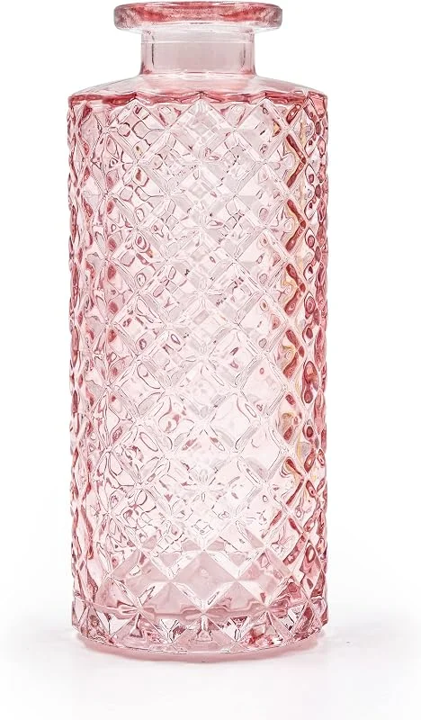 Besuche den Blümelhuber-Store Kleine Vase Glas Deko Hochzeit - Modern - Frühling - Pflanzen Trockenblumen Set (Rosa) — Kerzenlicht Abendessen