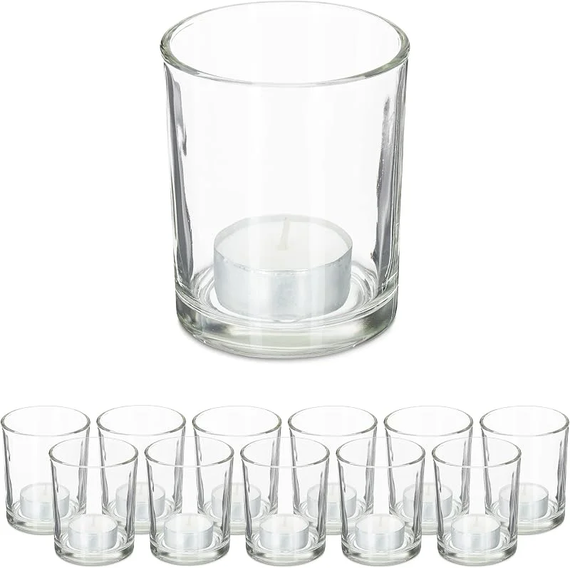 Besuche den Relaxdays-Store Relaxdays Teelichtgläser, 12er Set, Teelichthalter aus Glas, transparent — Kerzenlicht Abendessen