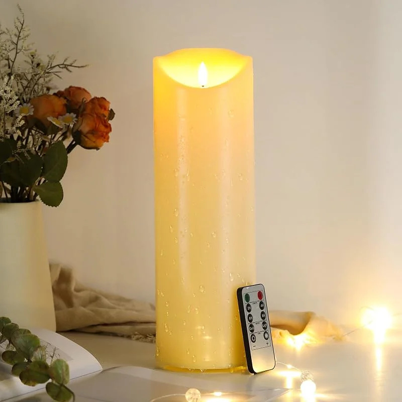Besuche den EXTSUD-Store EXTSUD 31.5cm×10cm LED kerzen mit Fernbedienung Spritzwassergeschützt Led Candles mit Timer Flackernde Flamme elektrische Kerzen Batterie Outdoor Stumpenkerzen (Langlebige 500 Stunden, 1 Stück) — Weihnachtsbeleuchtung