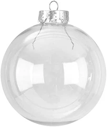Marke: Succulent Style Klare runde Christbaumkugeln aus Glas, 6 cm — Weihnachtsdeko