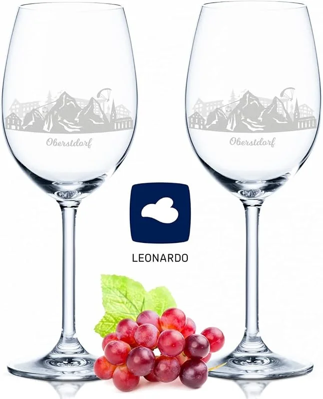 Besuche den GRAVURZEILE-Store GRAVURZEILE Weingläser mit Gravur - Skyline Oberstdorf im Set - Hochwertige 360° Lasergravur - schönes Geschenk als Andenken, Souvenir oder für Sammler & Weingenießer zum Geburtstag — Wein und Festtafel