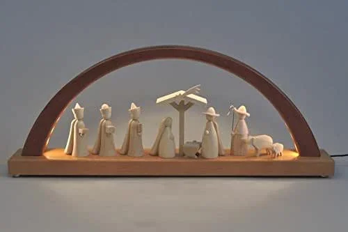 Besuche den Rudolphs Schatzkiste-Store Rudolphs Schatzkiste Schwibbogen Christi Geburt Natur HxB= 16x40cm NEU Lichterbogen Fensterbogen Spitzbogen Erzgebirge Seiffen Weihnachten Licht Holz Dekoration Beleuchtung Fensterschmuck Bogen — Weihnachtsdeko