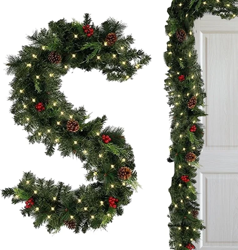 Marke: Générique Weihnachtskiefergirlande – künstliche Tannengirlande, rote Beeren — Weihnachtsdeko