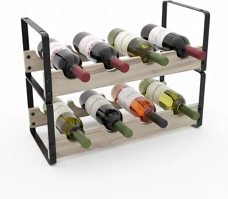 Besuche den Relaxdays-Store Relaxdays Weinregal, 8 Flaschen, Metall, Holz, schwarz, Natur — Wein und Festtafel