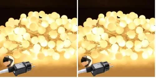 Besuche den da LIGHT-Store da LIGHT Kugel Lichterkette Warmweiß 12m 120 LEDs, Außen Innen Beleuchtung mit 8 Modi, Zeitschaltuhr, IP44, ideal Garten Terrasse Balkon Dekolichter, Party Zimmerschmuck (Packung mit 2) — Weihnachtsbeleuchtung