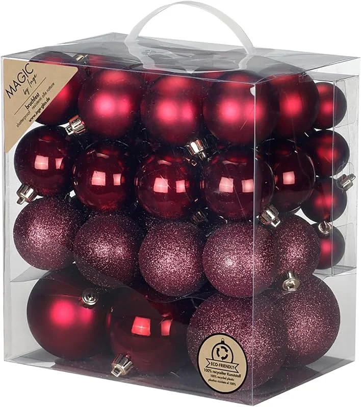 Besuche den Inge-glas-Store Inge-glas Weihnachtskugeln Kunststoff 4-8cm Mix 54er Set - bruchsichere Christbaumkugeln Weihnachtsbaumkugeln für Weihnachten - Christbaumschmuck & Weihnachtsbaumschmuck Weinrot - Bordeaux Red — Weihnachtsdeko