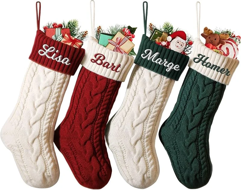 Besuche den NIBESSER-Store NIBESSER Weihnachtsstrumpf Personalisiert Nikolausstrumpf mit Benutzerdefinierte Namen 18” Großer gestrickter Weihnachtsstrumpf Christmas Stockings für Feiertags, Familienparty, Dekoration — Weihnachtsdeko