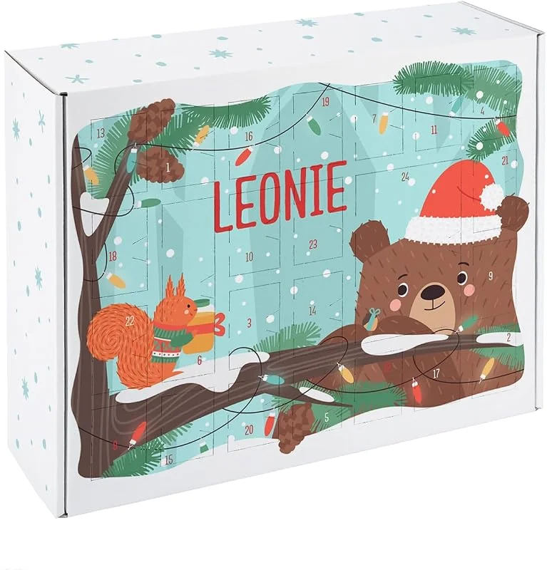Besuche den Striefchen-Store Striefchen® personalisierter DIY Adventskalender zum selbst befüllen mit niedlichem Tier - Motiv - Bär & Eichhörnchen — Advent und Tisch