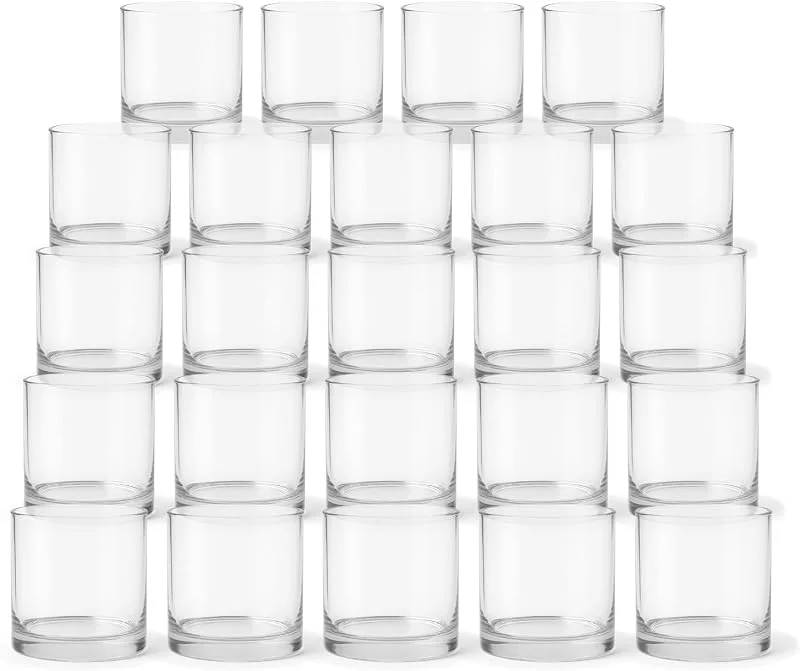 Besuche den pajoma-Store pajoma Teelichthalter aus Glas 24er Set - Kerzengläser Ø10 cm x H10 cm - Transparentes Windlicht Glas - Glass Tea Light Holders - Teelichtgläser & Gläser für Kerzen — Kerzenlicht Abendessen