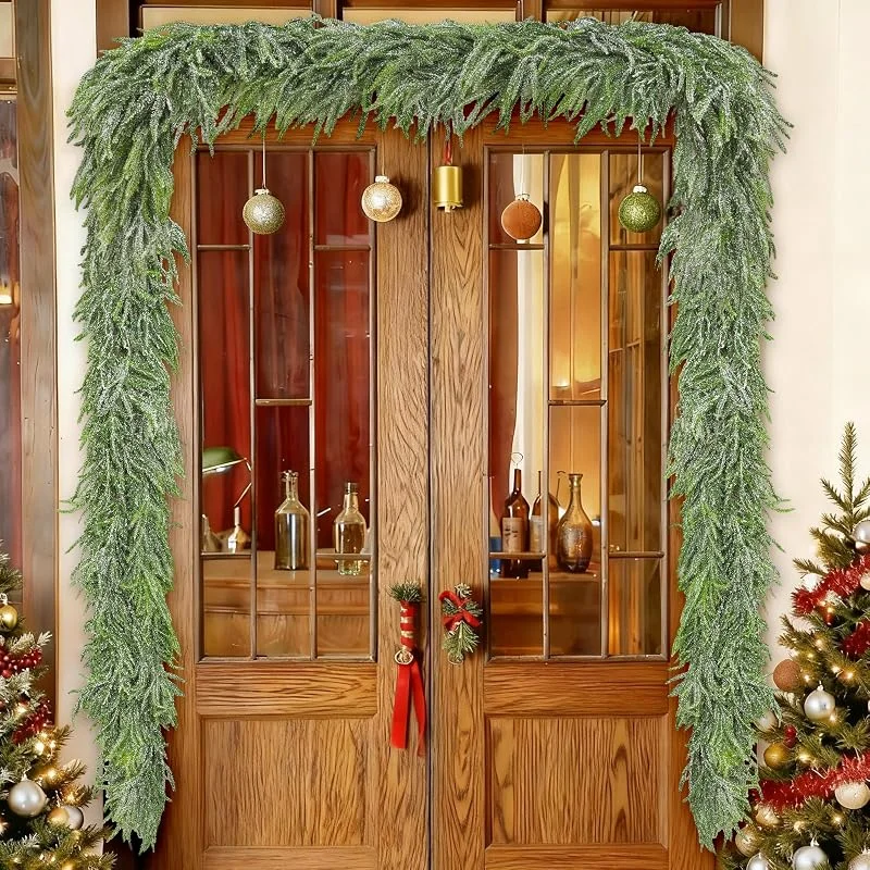 Marke: Whaline Whaline Weihnachtsgirlande aus Zedernholz, künstliche Tannengirlande, schneebedeckt, realistisch, künstliche Weihnachtsdekoration, für Zuhause, Kamin, Innen- und Außenbereich, Winterurlaubsparty, 1, 8