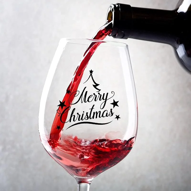 Marke: Rimego Weingläser-Set, Merry Christmas, Rotweingläser, 482 ml, für Paare, Jahrestag, Hochzeit, Geschenk, personalisierte Weingeschenke für Frauen und Männer — Wein und Festtafel