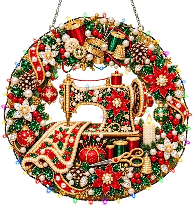 Marke: Generic Diamond Painting Weihnachtskranz, DIY Pearl Nähmaschine Diamond Painting Türkranz Weihnachten Anhänger, Weihnachtsdeko Tür Wand Fenster, Christmas Decorations, Bastelset Erwachsen Geschenk A18