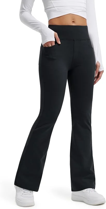 Besuche den Libin-Store Libin Damen Thermo Flared Leggings Thermohose Wanderhose Wasserabweisend Winter Sporthose Schlaghose Yogahose Bootcut Hose mit Taschen — Weihnachtsmode
