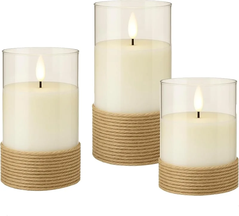 Besuche den goobay-Store goobay 3er-Set LED-Kerzen im Glas, mit Timerfunktion und 3D-Docht, Weiß — Kerzenlicht Abendessen