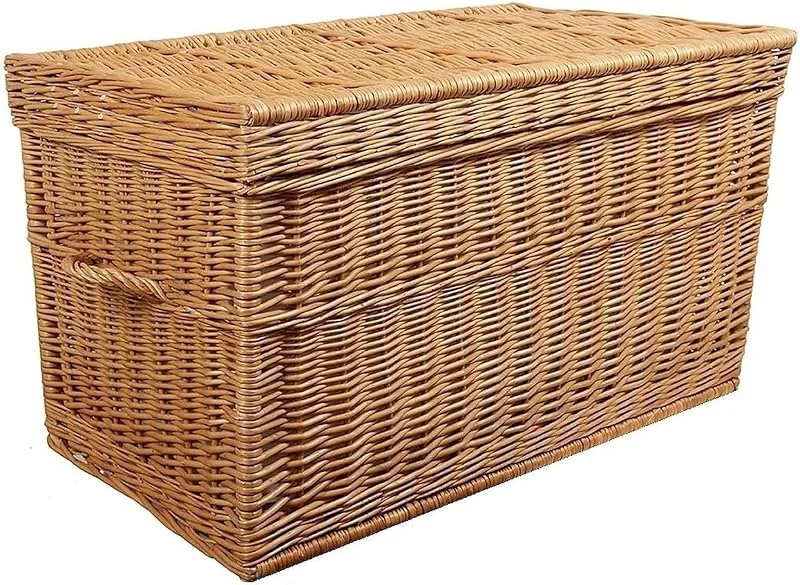 Besuche den weeco-Store weeco Weidenkorb XL, Korbtruhe Truhe extra groß 80cm mit Deckel Wicker Chest — Weihnachtsbeleuchtung