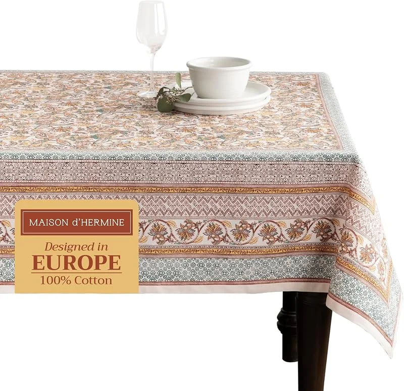 Besuche den Maison d' Hermine-Store Maison d' Hermine Tischdecke, quadratisch, 100% Baumwolle, wiederverwendbar, dekorativ, für den Alltag, Esszimmer, Bauernhaus, Zuhause, Party, Feste und Hochzeit, 137, 2 x 137, 2 cm, Bunt (Nila) — Küche & Haushalt