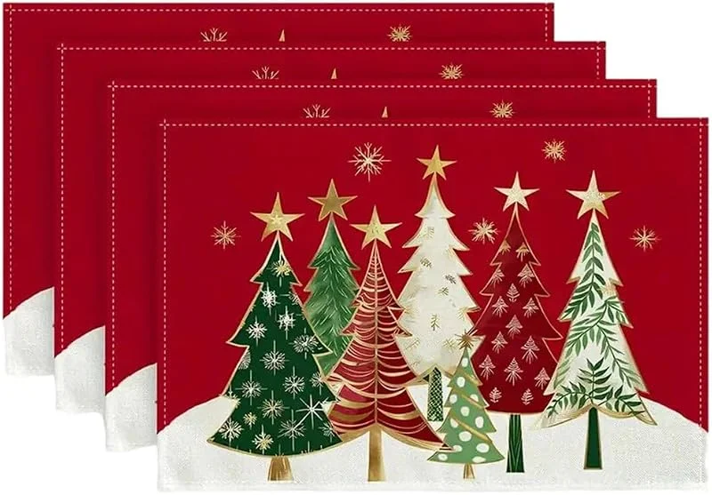 Marke: Baokuan Weihnachtliches Platzset, 4er-Set, Tischsets Roten Kiefern, Saisonale Winter- Und Weihnachtsdekoration Für Küche, Esszimmer Und Partys — Küche & Haushalt