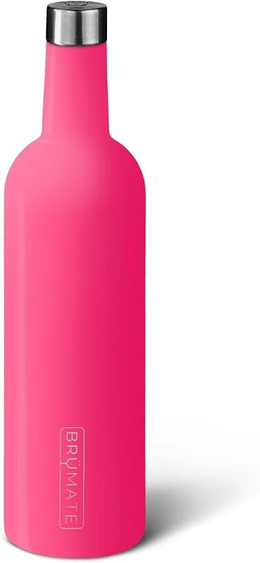 Marke: BrüMate BrüMate Winesulator 708.7 g dreiwandige isolierte Weinkantine aus Edelstahl, 24 Stunden Temperaturerhaltung, bruchsicher, kommt mit Silikon-Transfertrichter (Neon Pink) — Wein und Festtafel