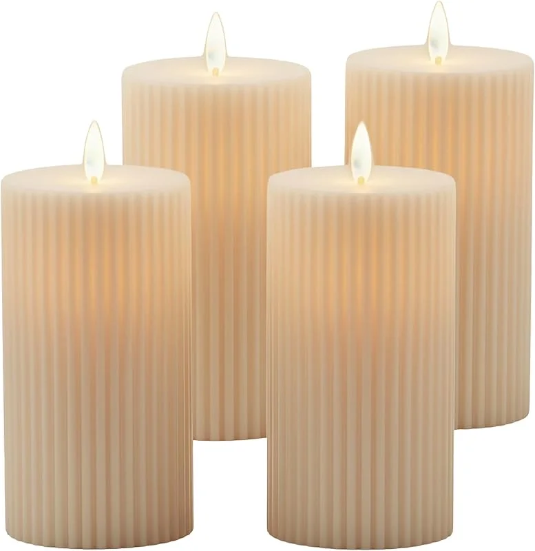 Besuche den Relaxdays-Store Relaxdays LED Kerzen 4er Set, HxD: 17, 5x8 cm, flackernde Flamme, champagner — Kerzenlicht Abendessen