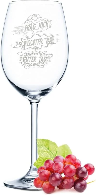 Besuche den GRAVURZEILE-Store GRAVURZEILE Weinglas mit Gravur - Schlechter Tag, Guter Tag, Frag nicht! - Lustige Geschenke - Originelles Geburtstagsgeschenk für Männer & Frauen - Geeignet als Rotweingläser — Wein und Festtafel