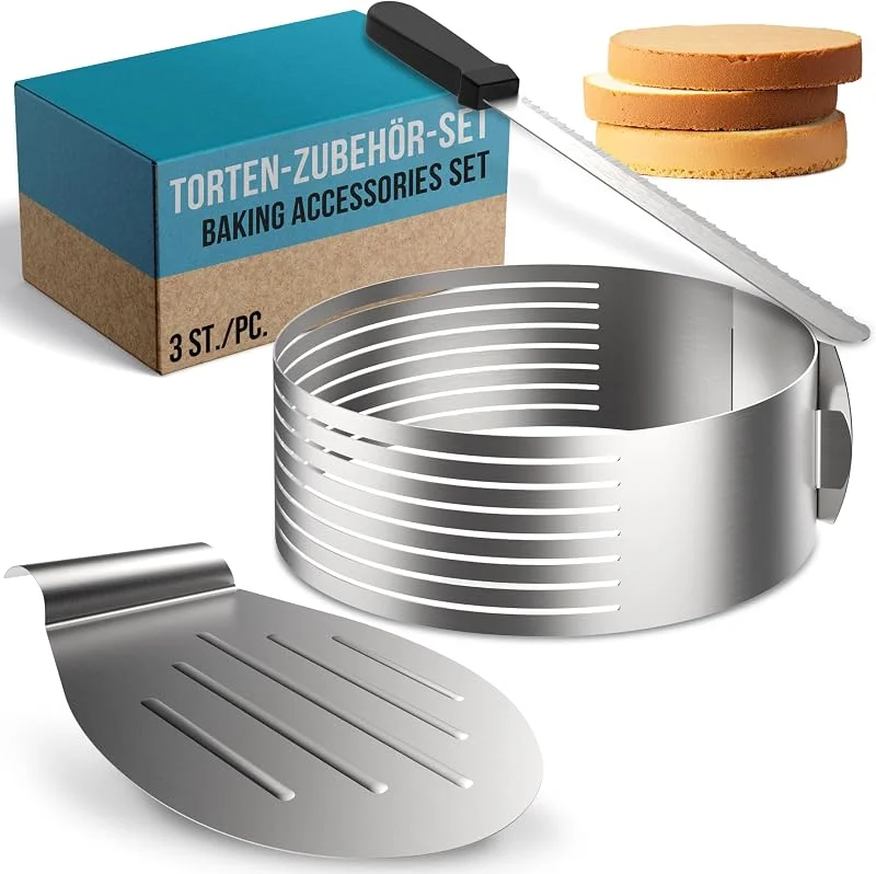 Besuche den 4smile-Store 4smile Tortenzubehör - Edelstahl Torten Schneidehilfe Set, 3 Teile — Weihnachtskueche
