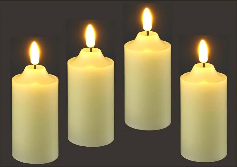 Besuche den Flair Flower-Store LED Kerzen Echtwachs 4er Set elektrische mit Timer LED-Kerze Warmweiß Stimmungslicht Lichter Dekoration Stumpenkerze große Adventskerzen Adventskranz Kranz romantisch Valentinstag, 10cm — Advent und Tisch
