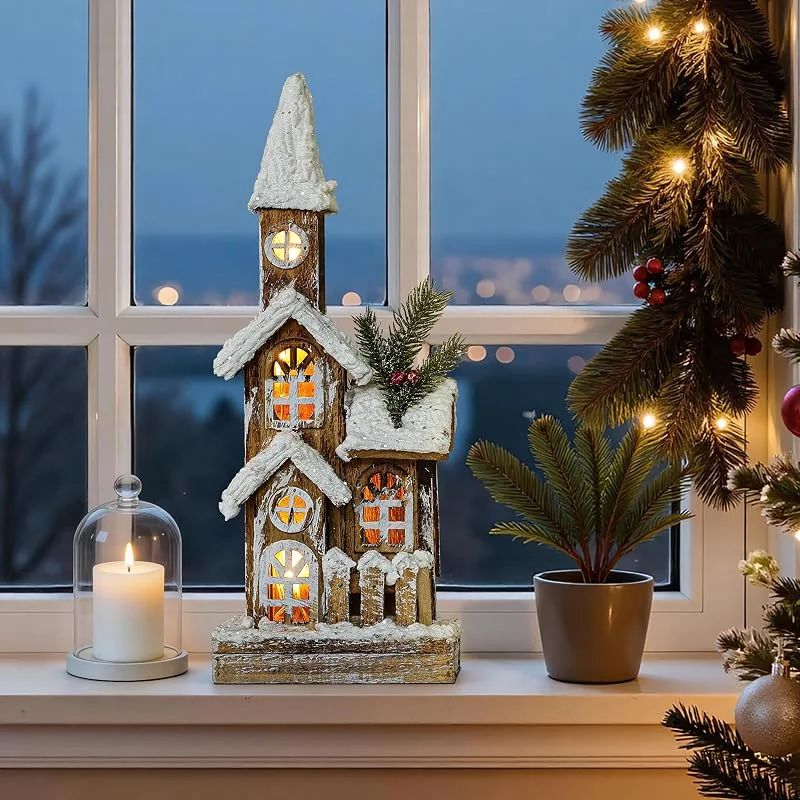 Besuche den Hometopia-Store Hometopia Weihnachtshaus Beleuchtet aus Holz 40 cm, Weihnachtsdorf — Weihnachtsdeko