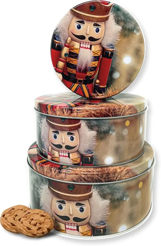 Besuche den TOBJA-Store TOBJA Keksdose Weihnachten Set - 3er Dosen Set als Aufbewahrungsbox, Weihnachts Keksdosen für Gebäck, Vorratsdosen für Cookies, Süßigkeiten und Geschenke als Geschenkverpackung (Nussknacker) — Weihnachtskueche