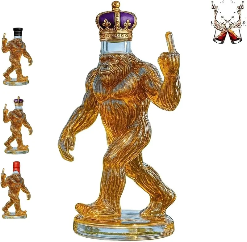 Marke: BOSENIYU 3D lustige Bigfoot Whiskey-Flasche Geschenk mit rebellischem Finger, einzigartiger Weindekanter für Zuhause, rustikale Essbar, Bar, Dekor (B) — Wein und Festtafel