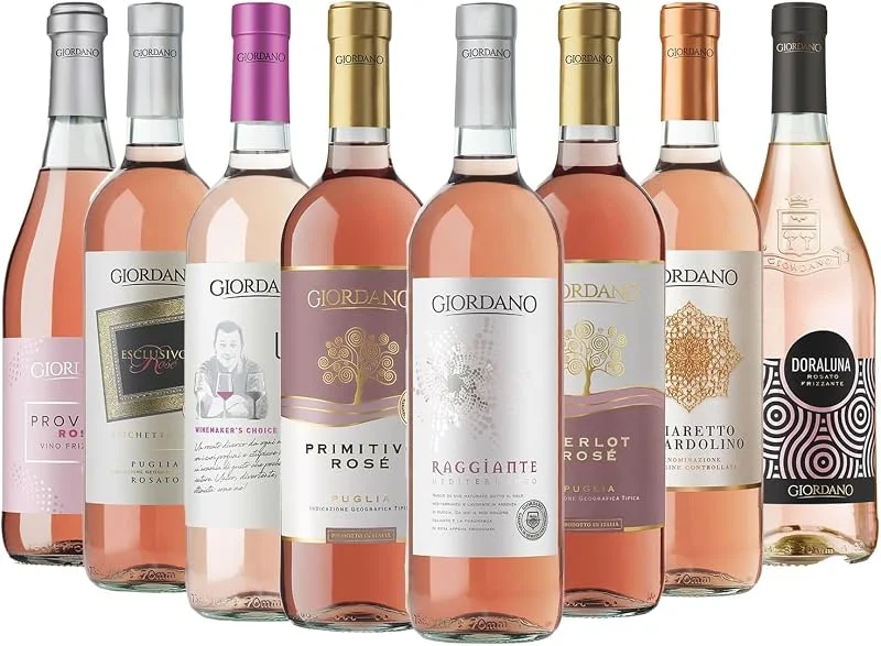 Marke: GIORDANO Giordano - ROSE SELECTION - Packung mit 8 Roséweinsorten zwischen Schaumwein und trockenem Wein - 8 Flaschen à 75 cl — Wein und Festtafel