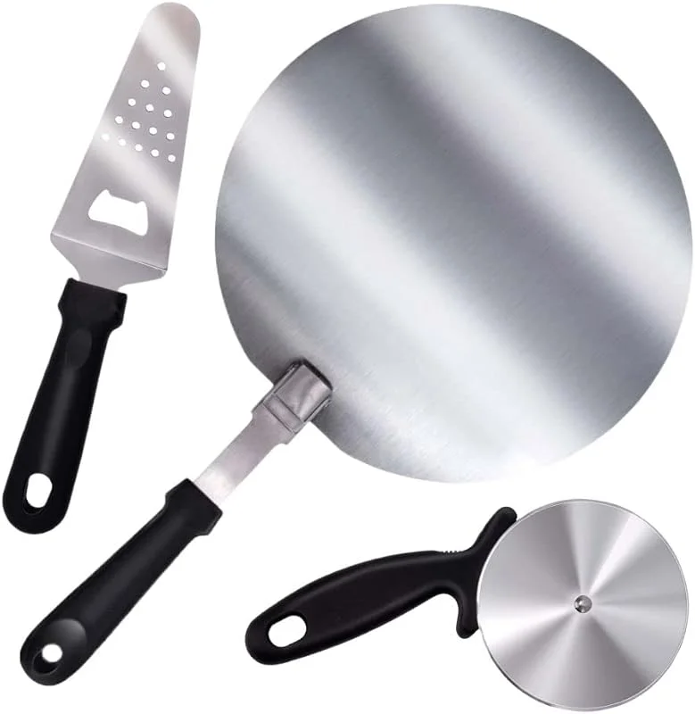 Besuche den alpina-Store alpina Pizza-Set – 3-teilig: Schaufel, Schneider, Schaufel mit Flaschenöffner – Edelstahl — Küche & Haushalt