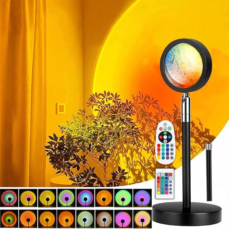 Marke: Aniepaa Sunset Lamp, Sonnenuntergang Lampe mit USB, Höhenverstellbar LED Nachtlicht Rainbow Light 24 Farben Zwei Fernbedienungen 4 Dynamische Modi 180° Drehung Sunset Projektionslampe, Selfie, Fotografie, Party — Kerzenlicht Abendessen
