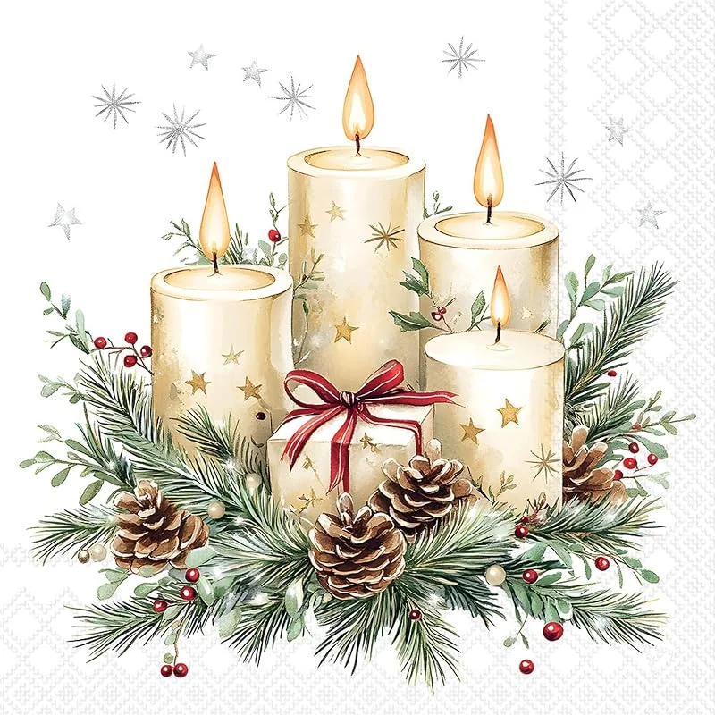 Besuche den Ambiente-Store Ambiente Servietten Papier 33x33cm 3-lag. mit Adventkerzen Motiv 20 STK. — Advent und Tisch