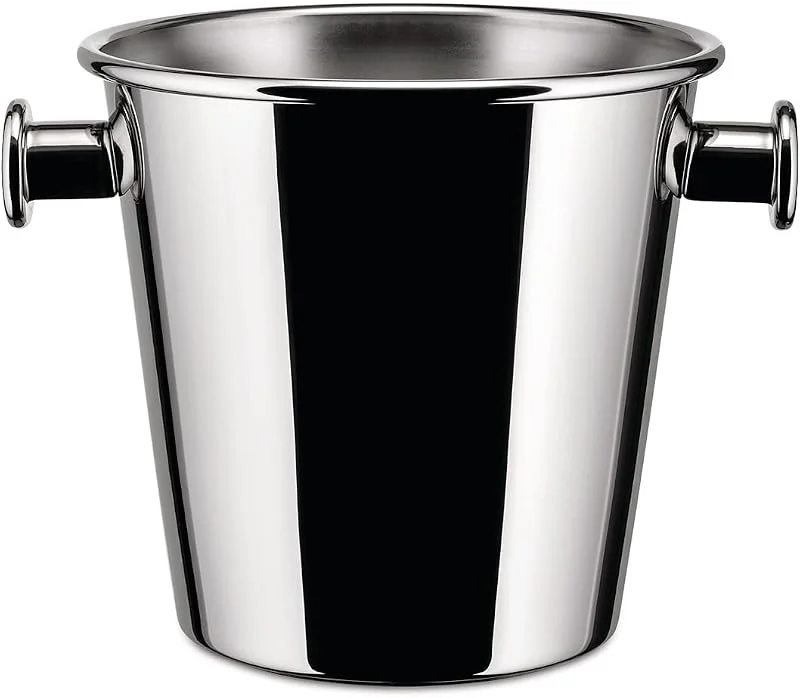 Alessi 5052 Weinkühler mit Griffen für zwei Bordeaux, Burgunder -und Champagneweinflaschen - Edelstahl 18, 10 glänzend polierte -senseite, mattierte Innenseite — Wein und Festtafel
