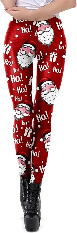 Marke: Générique Générique Weihnachtsleggings, Damen, Stiefelhose, bedruckt, Weihnachten, hohe Taille, bequem, Leggings, Schwarz, Rot, Yoga, Hose, Leggings, schick, Herbst, warme Hose, Damen, lässig, 45-Rot, Large — Weihnachtsmode