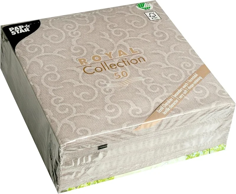 Besuche den PAPSTAR-Store Papstar, 50 Servietten "ROYAL Collection" 1, 4-Falz 40 cm x 40 cm grau "Casali", #84889 — Küche & Haushalt