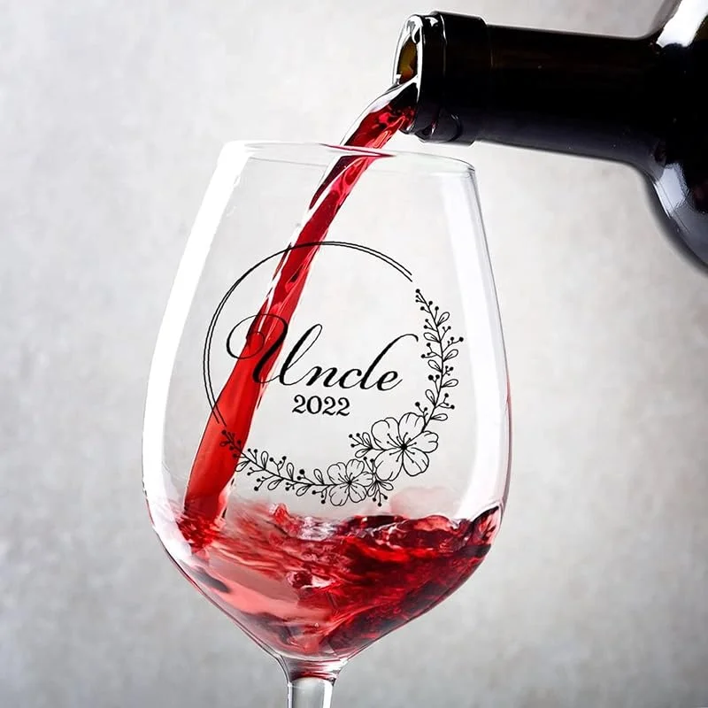 Marke: Rimego Weingläser-Set, 2 Stück, Promoted to Uncle Rotweinglas, 482 ml, tolles Weingeschenk für Hochzeitstag, Weihnachten, Geburtstag — Wein und Festtafel