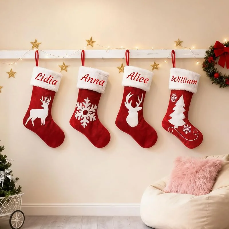 Marke: Generisch Generisch 2 PCS Personalisiert Weihnachtsstrumpf, Namensstickerei, 44 cm — Weihnachtsdeko