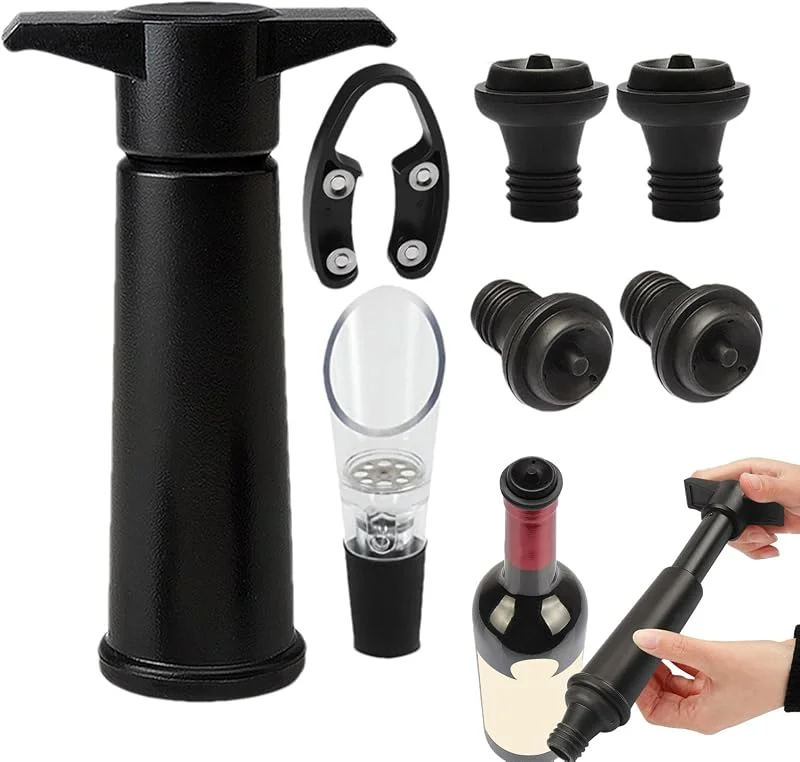 Marke: Uonguon Weinstopper-Set, Öffnerschneider, Belüfter-Set – wiederverwendbarer Vakuum-Weinstopfen, für Bier, Trinken, Bar, Zuhause, Männer, Frauen — Wein und Festtafel