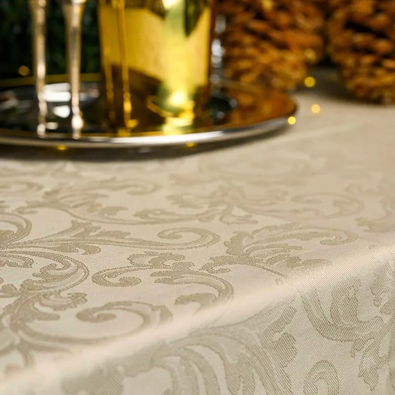 Marke: Giovanni Dolcinotti Giovanni Dolcinotti Tischdecke, rechteckig, schmutzabweisend, Weihnachten, 140 x 170 cm, Jacquard, Damast, 6-Sitzer, 100% Made in Italy, Farbe Sand — Küche & Haushalt